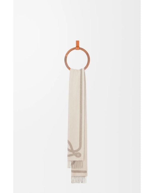 Loewe White Fringed Edge Scarf