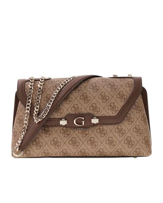 Guess Brown Lindsey Crossbody Bag