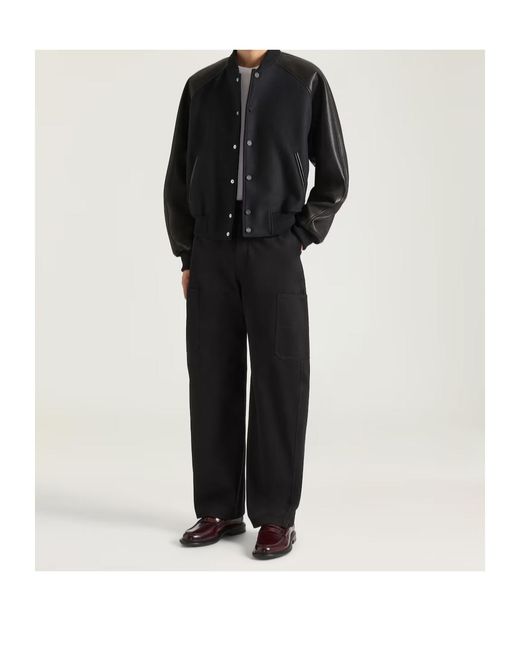 Givenchy Black Apos;S Mixed Material Wool And Leather Bomber Jacket for men