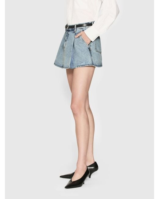 FRAME Blue Low Rise Denim Skirt