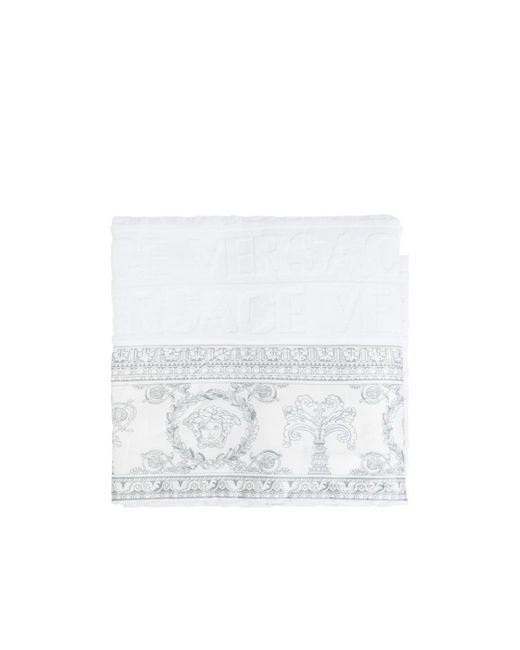 Versace White Pattern Bath Towel for men