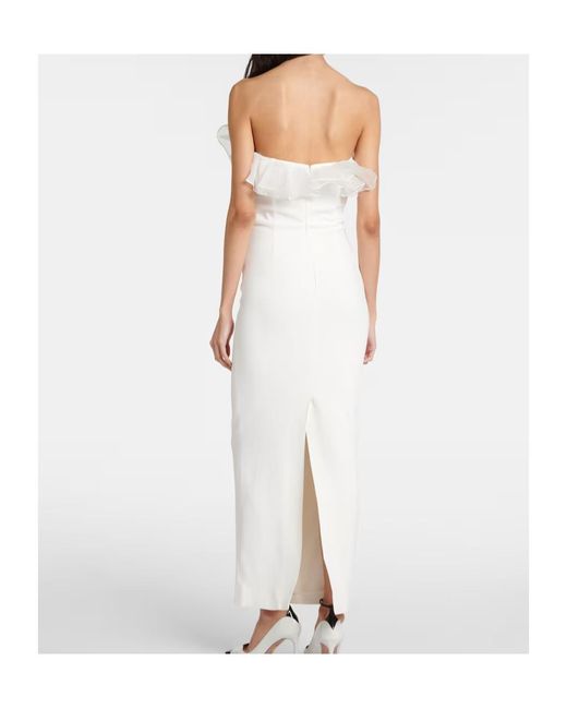 Alessandra Rich White Organza-Trimmed Crepe Bodice Dress