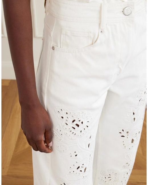 Farm Rio White Mid-Rise Jeans