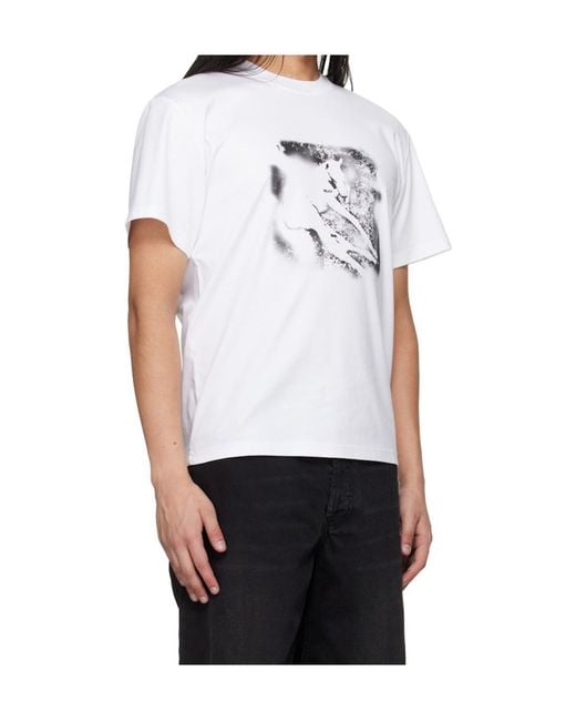 HELIOT EMIL White Foal Crew Neck T-Shirt for men
