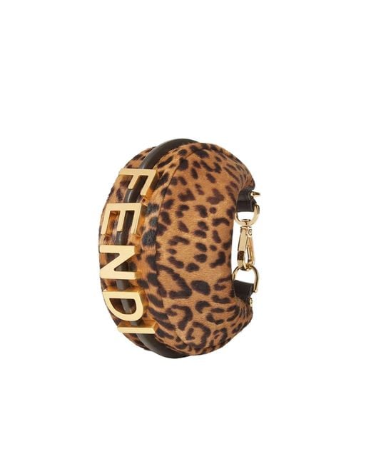 Fendi Brown Nano Graphy Leopard Printed Hobo Bag