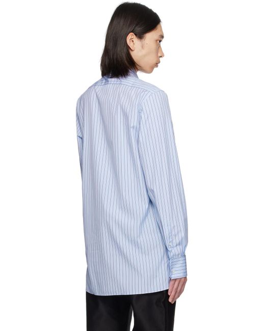 Maison Margiela Blue Long Sleeved Striped Shirt for men