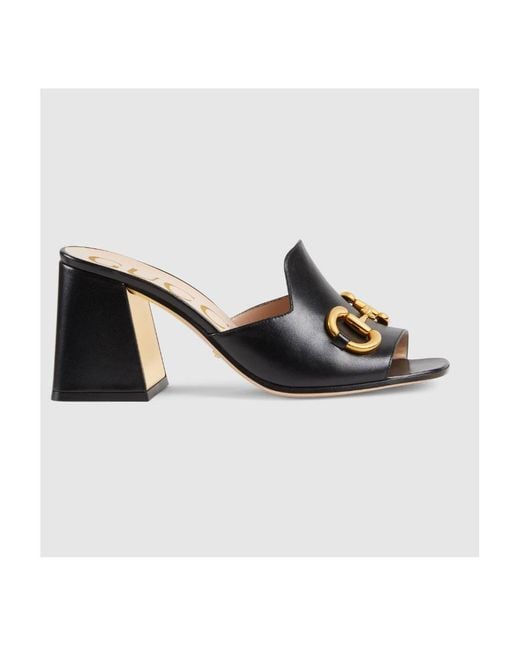 Gucci Black Horsebit Slide Sandals