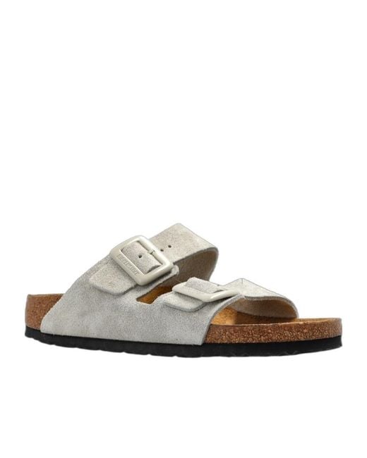 Birkenstock White Arizona Buckled Flat Sandals