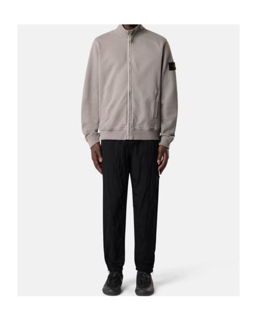 Stone Island Gray Regular-Fit Track Jacket With Ribbed Inserts for men