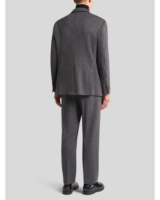 Etro Black Long-Sleeved Double-Breasted Blazer for men