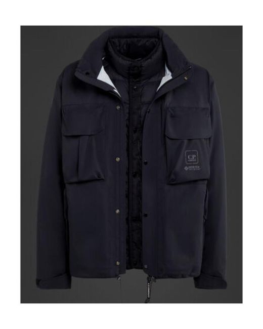 C P Company Blue Logo-Print Two-Pocket Windbreaker for men