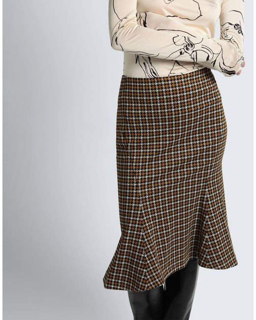 Marni Green Houndstooth Flared Skirt