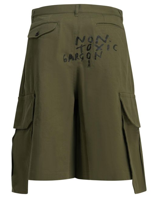 Comme des Garçons Green Comme Des Garçons Shirt Printed Cargo Shorts for men