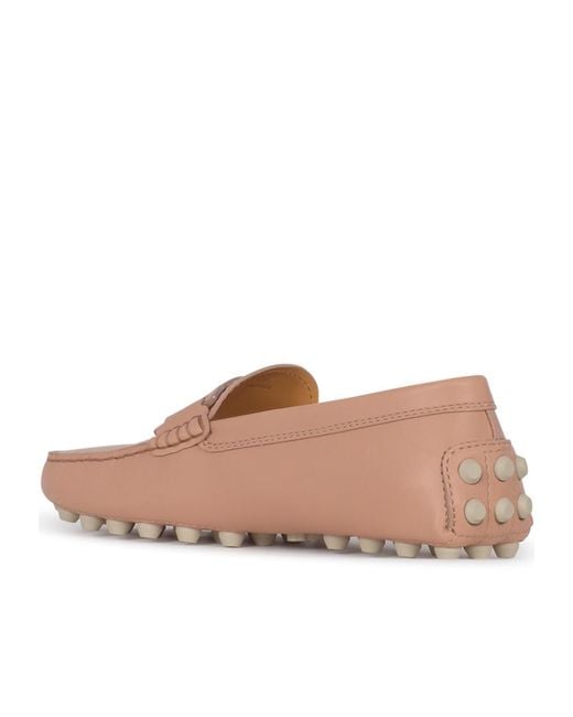 Tod's Pink Gommino Chain Motif Slip-On Loafers