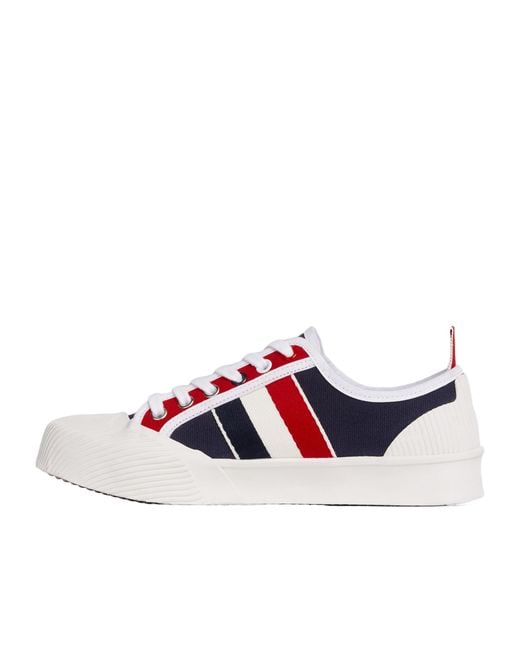 Thom Browne White Striped Low-Cut Sneakers