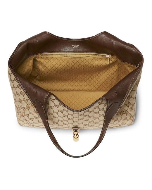 Gucci Brown Monogrammed Horsebit Detailed Tote Bag
