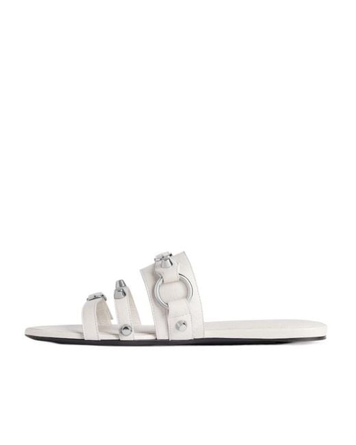 Balenciaga White Stud Detailed Slip-On Sandals