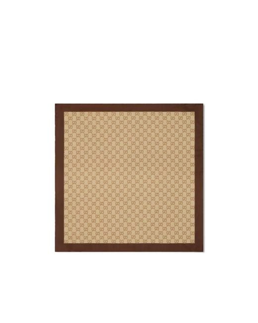 Gucci Natural Printed Silk Twill Carré