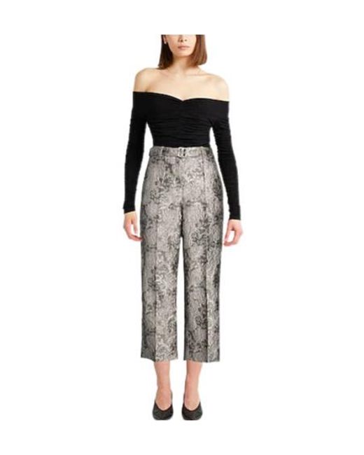 Max Mara Gray Patterned Straight-Leg Pants