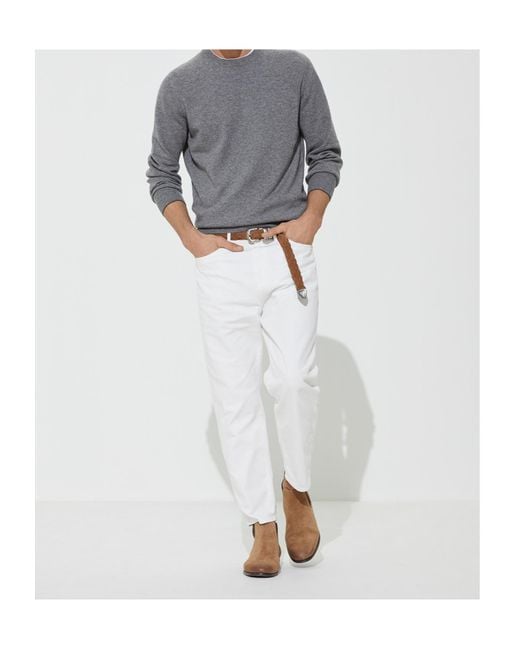 Brunello Cucinelli Gray Crewneck Knitted Jumper for men