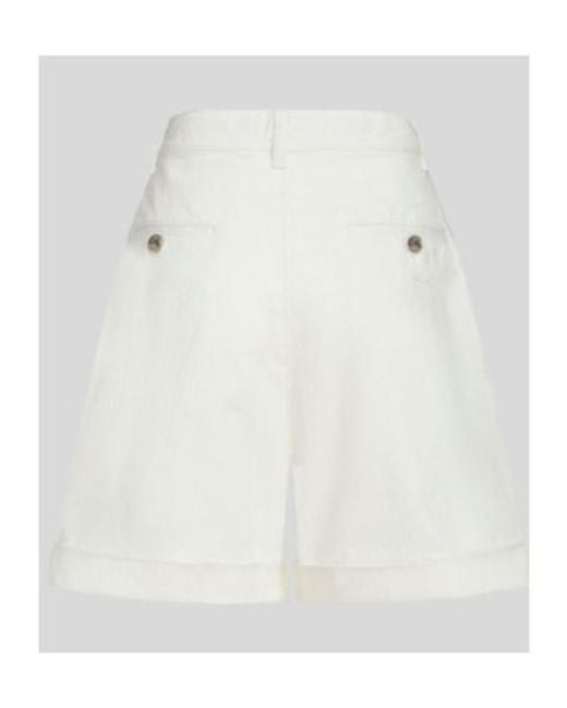 Etro White Chevron High-Waist Bermuda Shorts