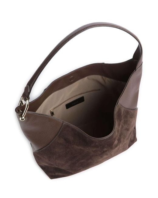 Furla Black Logo Lettering Large Hobo Shoulder Bag