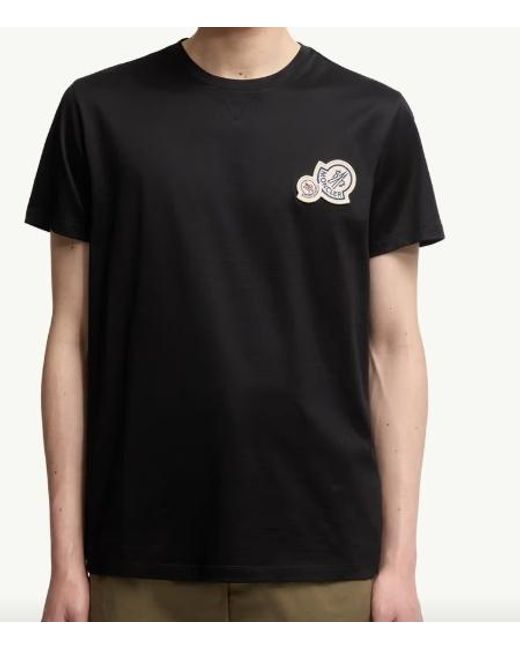 Moncler Black Logo Embroidered Crewneck T-Shirt for men