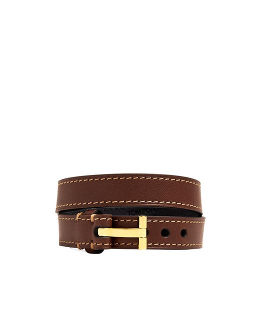 Tom Ford Brown T Wrap Bracelet for men