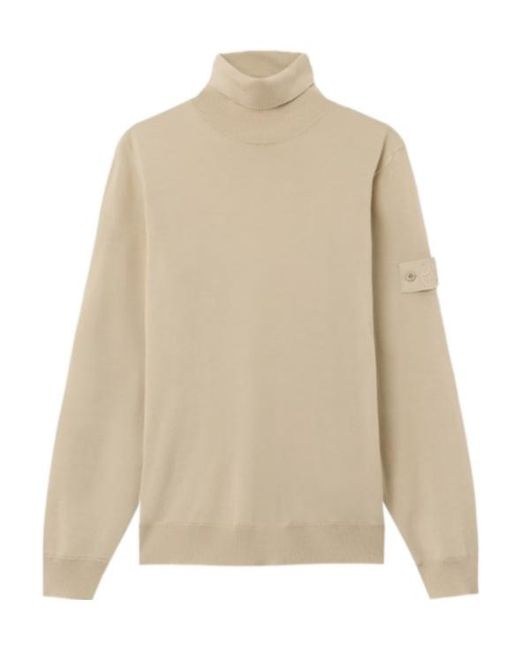 Stone Island Natural Regular-Fit Turtleneck Jumper With Ribbed Trims for men