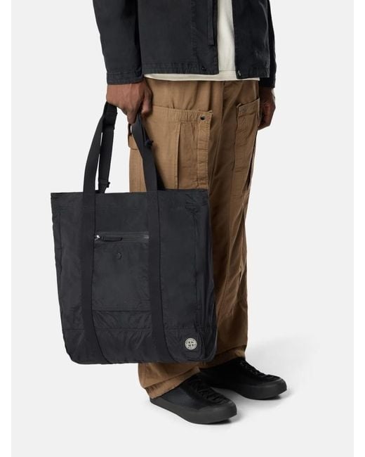 Stone Island Black Logo Detail Top Handle Bag for men