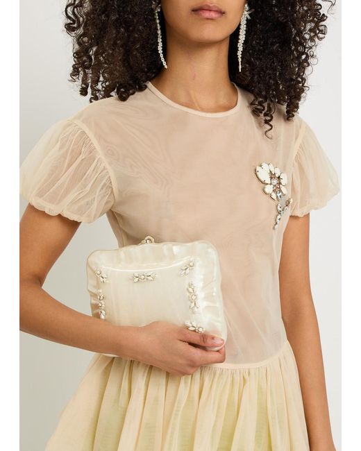 Simone Rocha Natural Ballet Embellished Sheer Chiffon Blouse