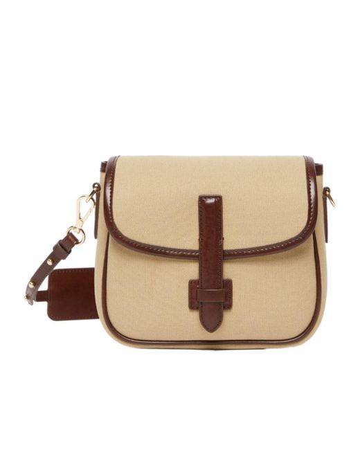 Weekend by Maxmara Natural Canvas And Leather Shoulder Bag