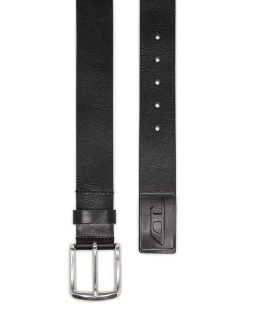 DIESEL Black B-Flag-D Logo-Embossed Belt for men