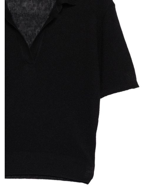 Barena Black Short-Sleeved Knitted Shirt