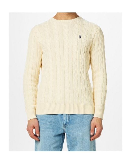 Polo Ralph Lauren White Cable Knit Jumper for men