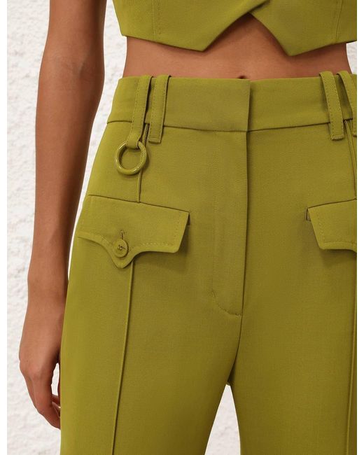 Zimmermann Green Luna Flared Pants