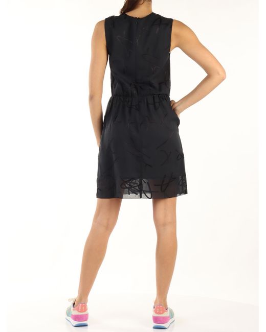 ARMANI EXCHANGE Blue Graphic-Print Sleeveless Dress