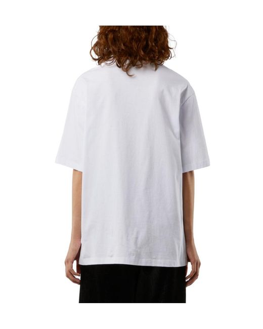 MSGM White 'Space Cat' Designs Cotton T-Shirt With Round Neck