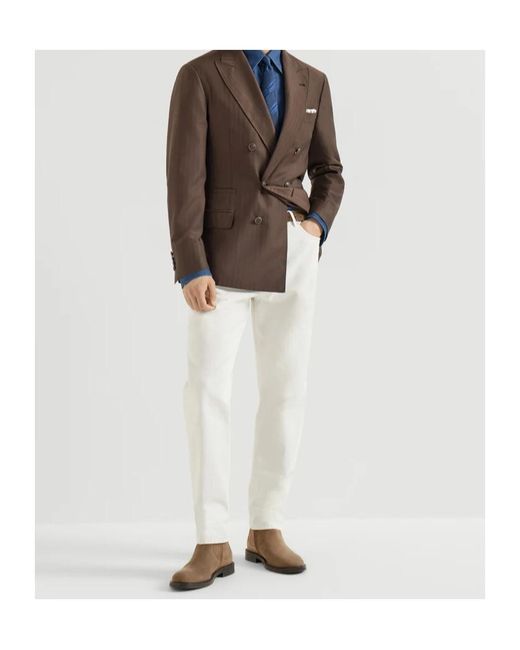 Brunello Cucinelli Brown Round-Toe Boots for men