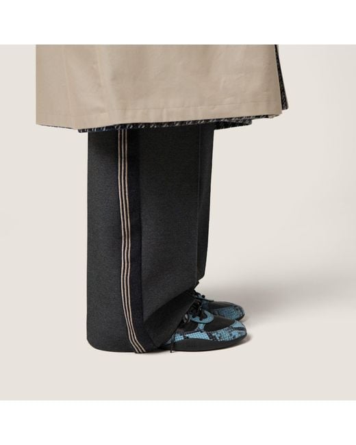 Miu Miu Blue Gymnasium Technical Fabric And Python-Print Ayers Leather Sneakers