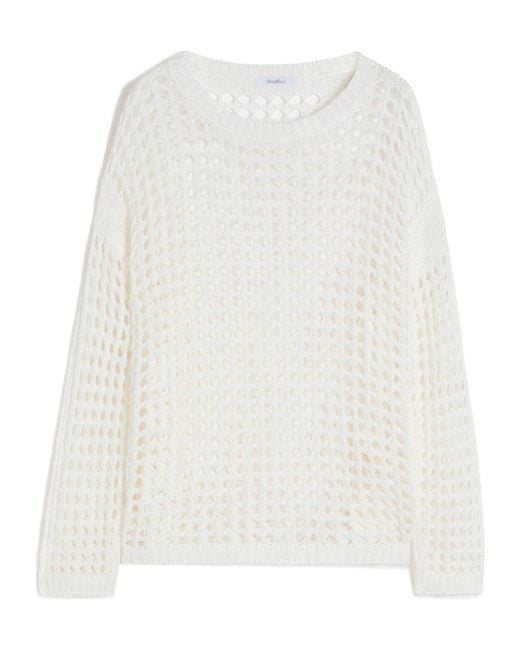 Max Mara White Cotton Open-Knit Sweater