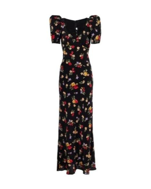 Rodarte Black Floral Silk Crêpe De Chine Gown
