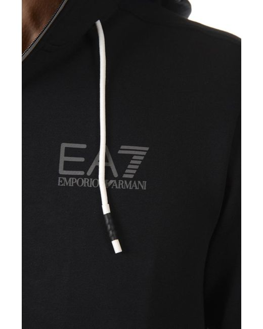 EA7 Black Logo Zipper Casual Jacket for men