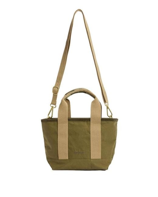Barbour Green Mini Mya Tartan-Detail Tote Bag