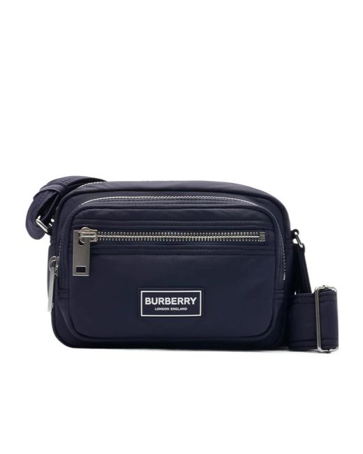 Burberry Blue Logo Detailed Zipped Cosmetic Bag for men