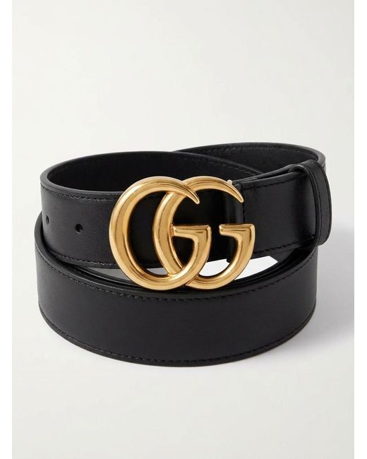 Gucci Black Gg Marmont Buckle Belt for men