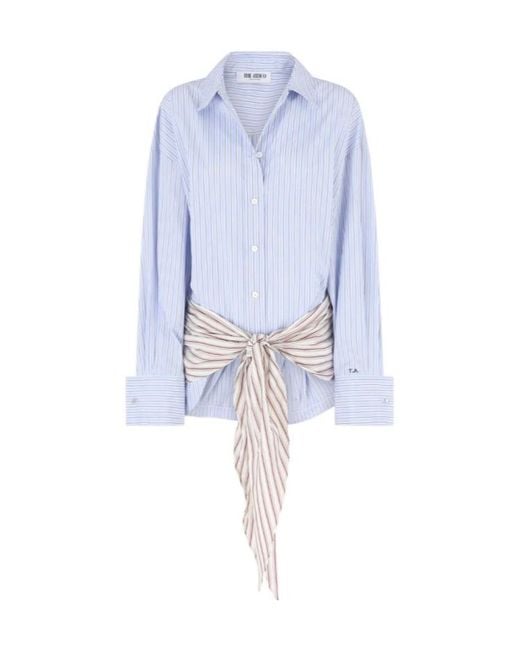 The Attico Blue The Striped Mini Shirt Dress
