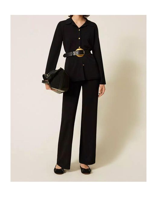 Twinset Black Long-Sleeve Button-Up Shirt