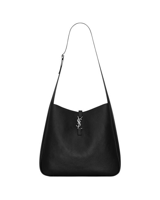 Saint Laurent Black Le 5 A 7 Extra Large Long Half-Moon Bag