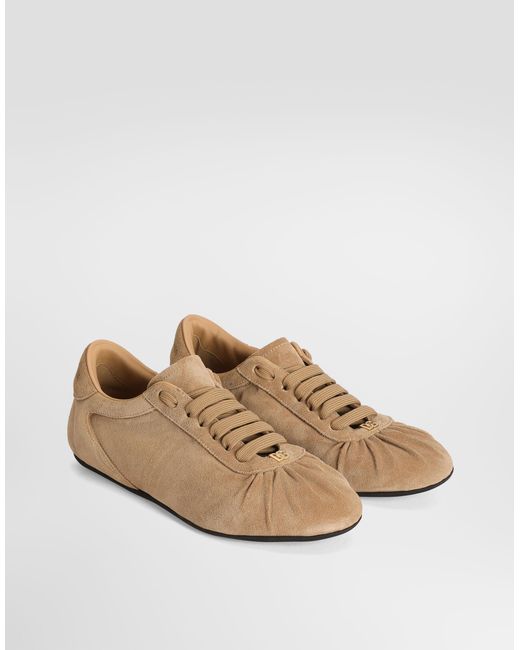 Dolce & Gabbana Brown Logo Plaque Ballet Sneakers